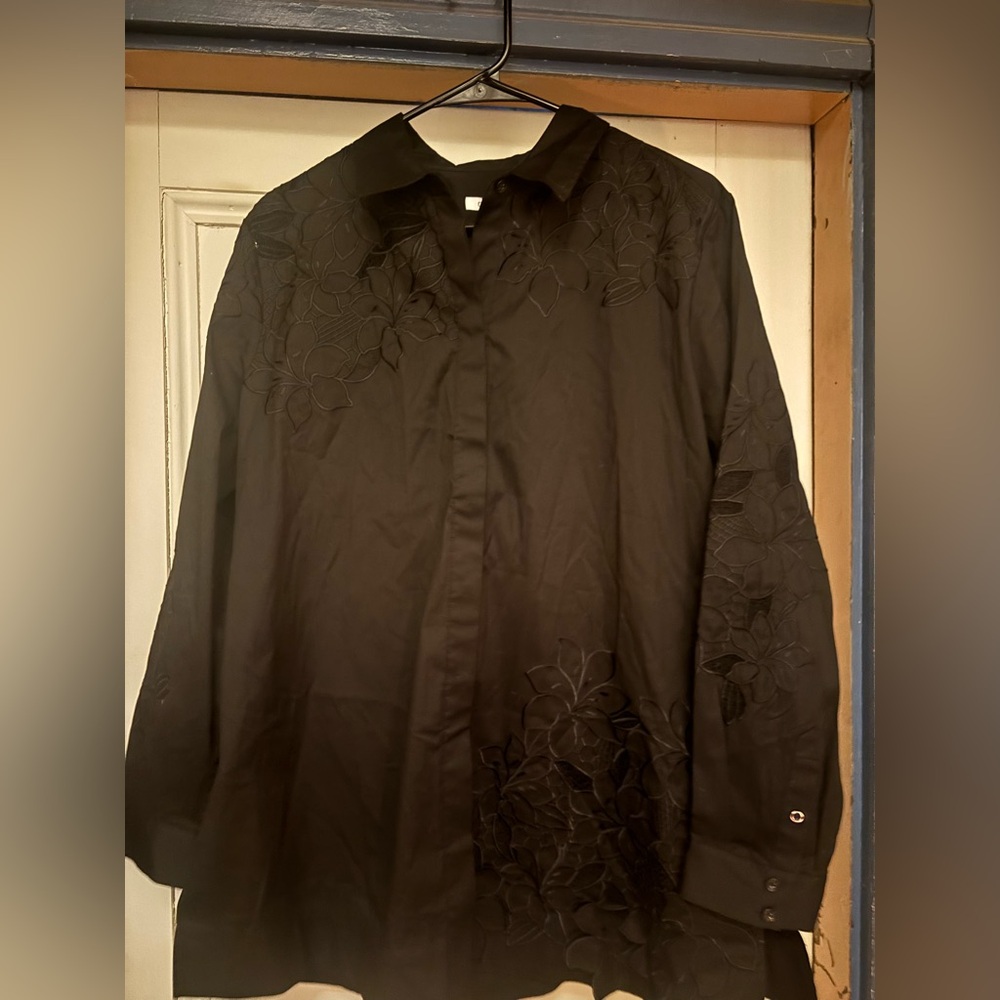 Chicos embroidered button down shirt